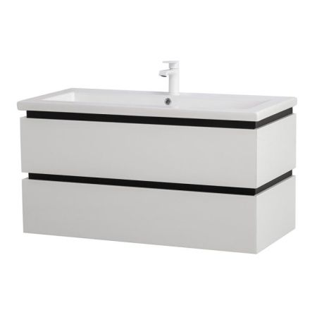 PLANE База под раковину подвесная с двумя выкатными ящиками, Белый глянец, 1000x458x500, PLANE-1000-2C-SO-BL, артикул PLANE-1000-2C-SO-BL