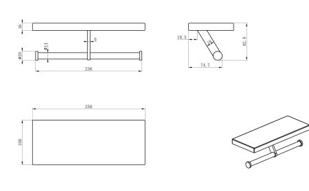 Двойной держатель для туалетной бумаги с полкой WONZON & WOGHAND, Хром (WW-V3802-CR)