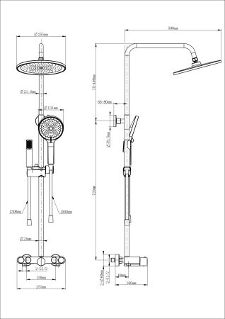 Душевая система с термостатом WONZON & WOGHAND MUSE Selesta, Хром (WW-B4113-CR), артикул WW-B4113-CR