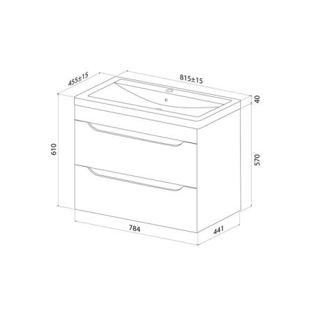 Тумба с умывальником, подвесная, 80 см, белый, Ray, IDDIS, (RAY80W0i95K), артикул RAY80W0i95K
