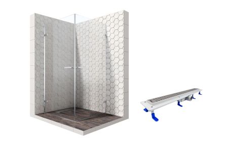 Душевой уголок Ambassador Abner 10011105-ST6, квадратный, линейный трап, 90х90, артикул 10011105-ST6