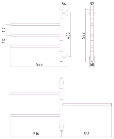 Электрический полотенцесушитель СУНЕРЖА "Триада" 540х585 (35.8 Вт) (Без покрытия), артикул 00-0822-0540