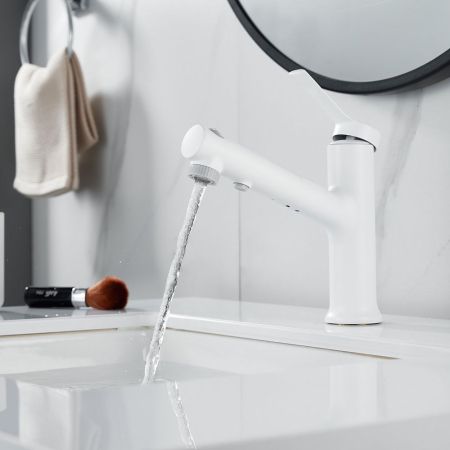 Смеситель для раковины многофункциональный Raffine F281C, белый