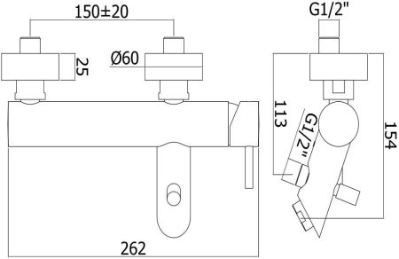 Смеситель для ванны с душем Paffoni Light LIG023NO, артикул LIG023NO