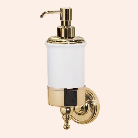 TW Bristol 108, подвесной дозатор, керамический (белый), цвет держателя: золото