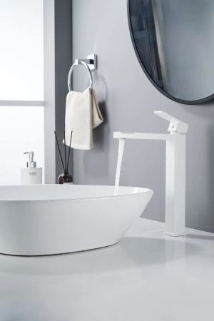 Смеситель для раковины высокий Knotlor KN-24/WY, белый, артикул KN-24/WY