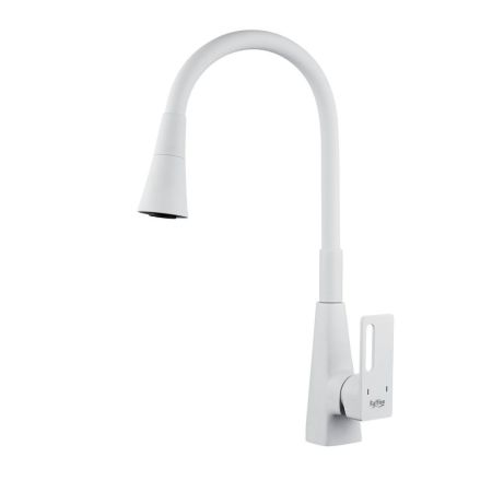 Смеситель для кухни с гибким изливом Raffine F313C-1, белый