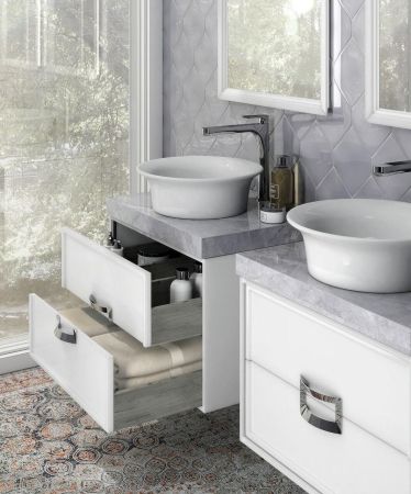 Тумба CANALETTO подвесная с ящиками 60, белая матовая