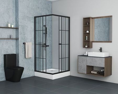 Душевой уголок Niagara NG-0190-14 90х90 профиль Черный стекло прозрачное с принтом