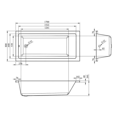Аэромассажный комплект с хромотерапией 5 в 1 Lavinia Boho Element 362700AC, акриловая ванна 170x80 см, каркас с монтажным набором, подголовник, хромотерапия, аэромассаж, артикул 362700AC