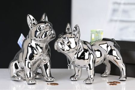 Casablanca, керамическая копилка "Бульдоги", цвет серебристый (продаются парой), артикул 36901