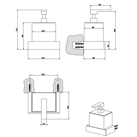 Gessi Rettangolo Дозатор для жидкого мыла подвесной, цвет: хром/черный, артикул 20814#031