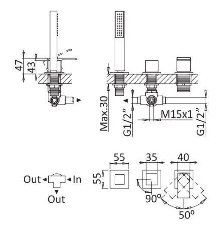 Смеситель на борт ванны CEZARES PORTA-BVDM3, артикул PORTA-BVDM3-BIO