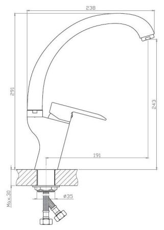 Смеситель Future для кухни, поворотный излив,  артикул: FT 519