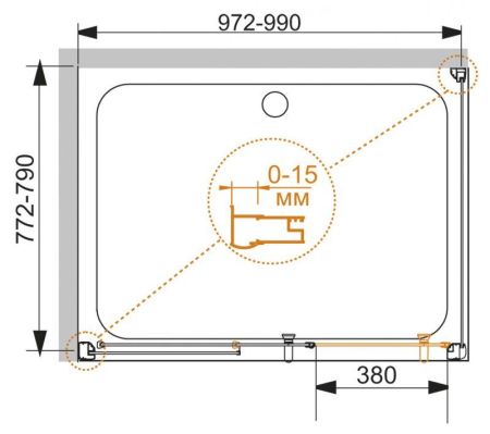 Душевой уголок CEZARES PRATICO-AH-1, артикул PRATICO-AH-1-100/80-P-Cr