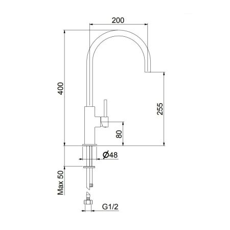 Смеситель для кухни Webert Oblique OB920302560, черный, артикул OB920302560