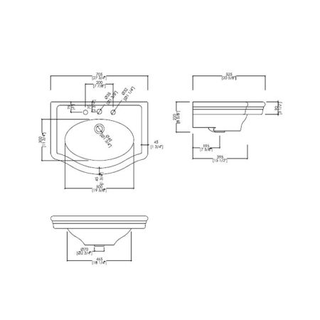 Devon New Etoile Раковина (70х53см) с 3 отверстием под смеситель, цвет: белый, артикул IBLG3FNET