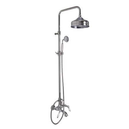 FIMA|Carlo Frattini Herend Смеситель для ванны внешнего монтажа, с душевой стойкой, верхним душем Ø 200 мм. и душевым комплектом, цвет хром, артикул F5404/2CR