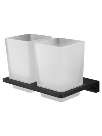Два стакана для зубных щеток с держателем WONZON & WOGHAND ECLIPSE, Черный (WW-9128-BL), артикул WW-9128-BL