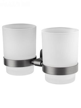 Два стакана для зубных щеток с держателем WONZON & WOGHAND GRAFFITY, Темный графит (WW-9328-GM)