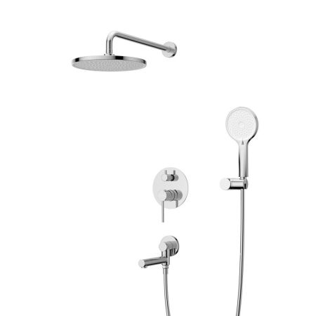 RELAX-VDSET-01 Душевой комплект встраиваемый с изливом (смеситель встраиваемый, верхний душ, ручной душ со шлангом, штуцер с держателем), хром, артикул RELAX-VDSET-01