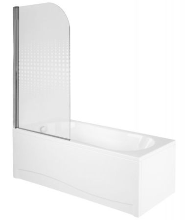 Шторка на ванну Parly F04 130х75 профиль Полированный хром стекло прозрачное