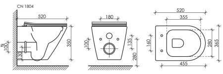 Подвесной унитаз Highlight Rimless CN1804, артикул CN1804