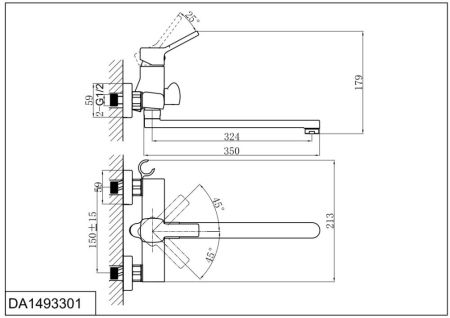 Смеситель для ванны с душем DK Rhein.Dusseldorf (DA1493301), артикул DA1493301