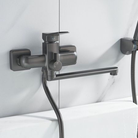 Смеситель для ванны Shevanik S9902T, оружейная сталь, артикул S9902T