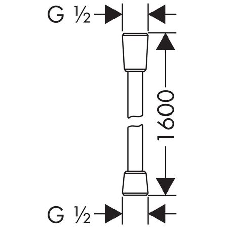 Шланг для душа, Hansgrohe, Isiflex, длина шланга, мм-1600, материал-пластик, стандарт подвода воды-1/2", цвет-черный матовый, артикул 28276670