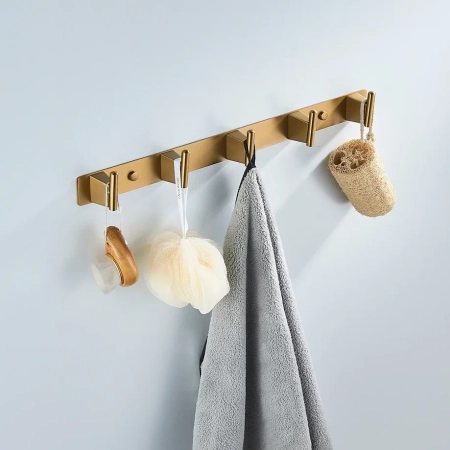 Планка с 5 крючками Shevanik SG5751G, золотой сатин