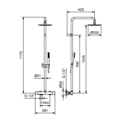 Fantini NOSTROMO Штанга для душа с внешней частью смесителя , цвет: черный матовый, артикул 86 13 8129