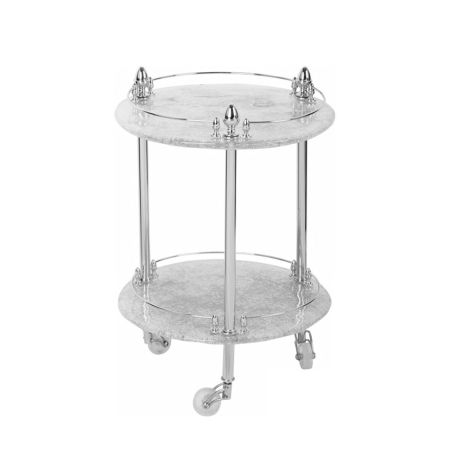 ELISABETTA Столик на колёсиках H57xD40 см, стекло/хром, артикул 17048