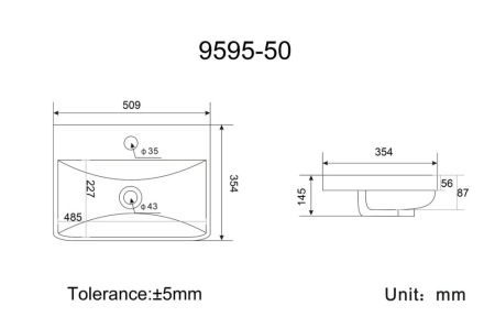 Раковина VIGO керамическая модель (9595(50)), артикул 9595(50)
