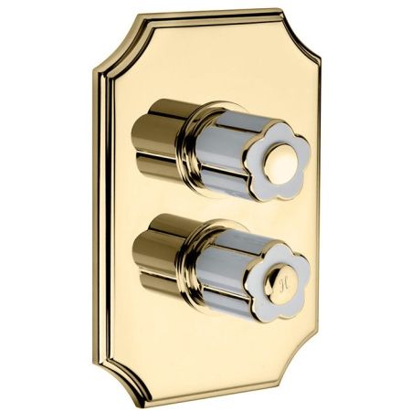 Bongio Fleur Blanc Встраиваемый термостатический смеситель (3 источника), цвет золото/белый фарфор (без встрив части 09787)