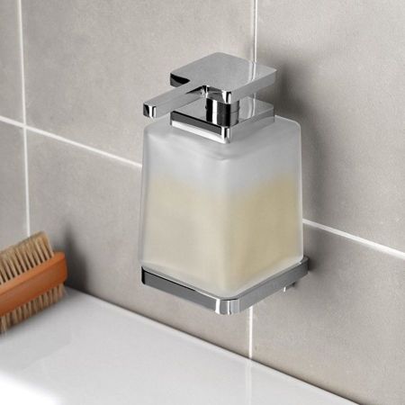 Диспенсер OLYMP стеклянный для мыла 200 мл, настенный, хром, Sapho, артикул 1321-78
