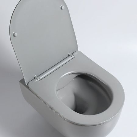 Унитаз подвесной Evo VT1-34SMG безободковый, цвет серый матовый, ультратонкое soft-close сиденье, артикул VT1-34SMG