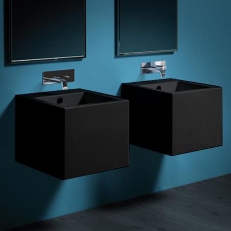 SIMAS Frozen раковина 50см, без отв. под смеситель, цвет черный глянцевый