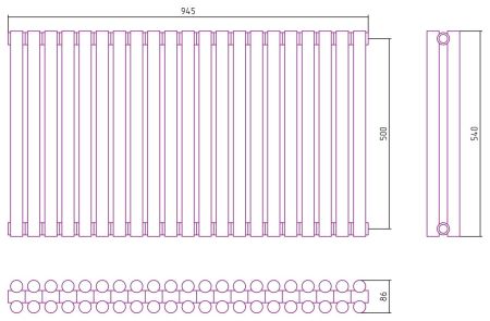 Отопительный радиатор ЭСТЕТ-11 н/ж 500х945 / 21 сек (Матовая ШАМПАНЬ), артикул 022-0302-5021