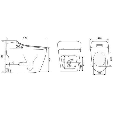 Электронный приставной унитаз-биде  TIMO TE-721, белый, артикул TE-721