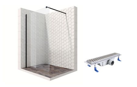 Душевая перегородка Ambassador Walk-in 15031109-ST5, свободный вход, линейный трап, 90см
