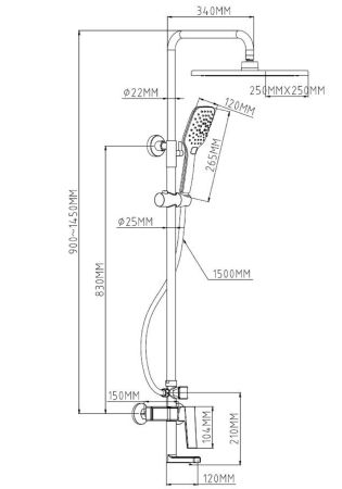 Душевая система со смесителем Berlin, артикул: ST250BR, ESKO