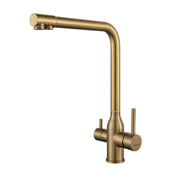 Смеситель для кухни с подключением фильтра Shevanik S248G, золотой сатин