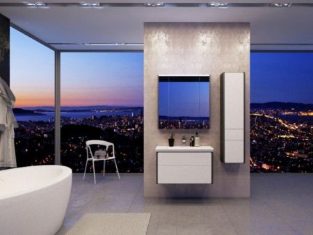 Тумба под раковину Roca Ronda 80 ZRU9302965 подвесная Белый глянец Антрацит, артикул ZRU9302965