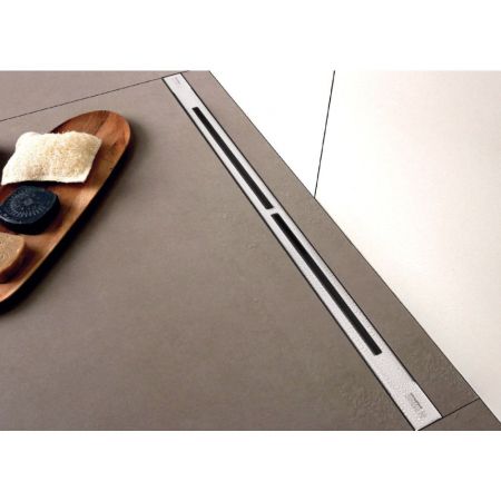 Желоб BERGES водосток SUPER line 550, матовый хром, S-сифон D50/105 H50 вертикальный, артикул 090080