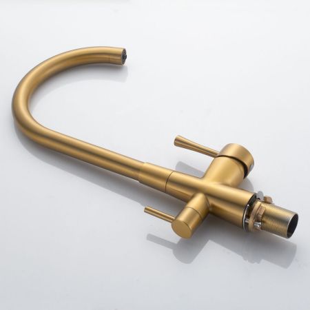 Смеситель для кухни с подключением фильтра Shevanik S428G, золотой сатин