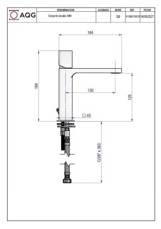 AQG QB, однорычажный смеситель для раковины без донного клапана, цвет хром