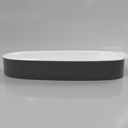 Умывальник WHITECROSS Moonstone E 70x35 (черный/белый глянец) иск. камень, артикул 0731.070035.10100