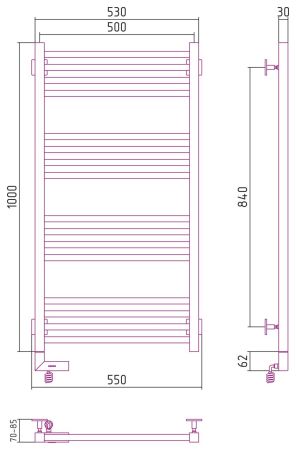 Полотенцесушитель электрический "МОДУС 2.0" 1000х500 / МЭМ левый (Без покрытия), артикул 00-5600-1050