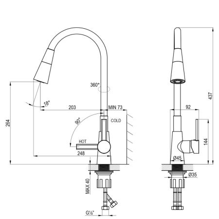 Смеситель Rossinka для кухни с гибким поворотным изливом (Z35-39-White), артикул Z35-39-White